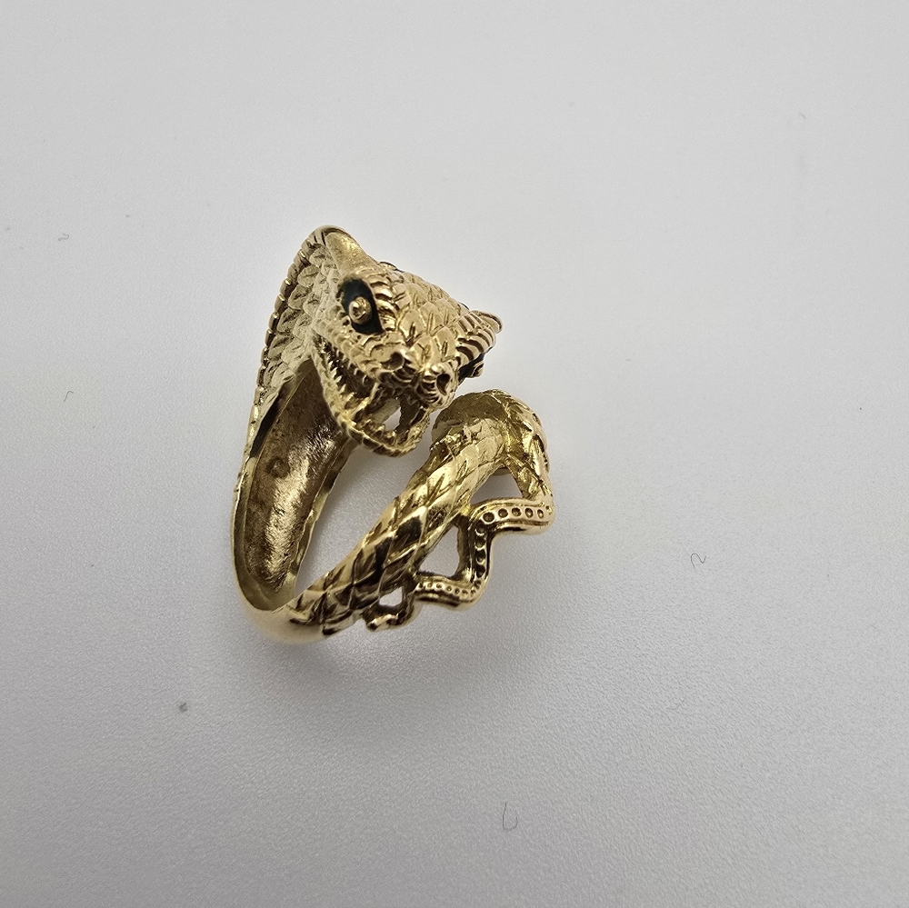 Vintage Alexis Bittar 18K Yellow Gold Polychromed Enamel & Ruby Cobra Ring - Picture 12 of 15